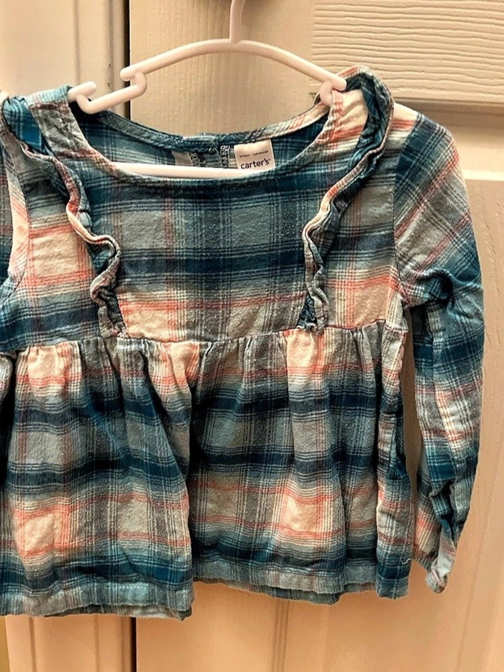carter's Girls Plaid Ruffle Blouse Size 2T